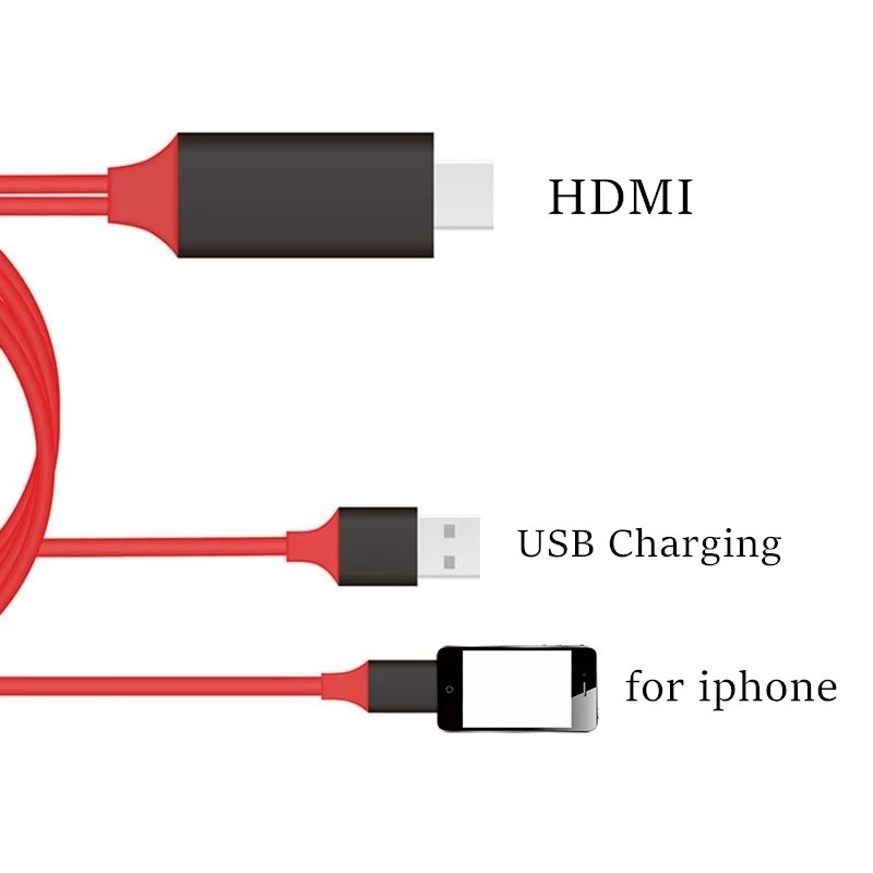 2M 4K UHD HDMI Cables 8 Pin 1080P Lightning Digital AV Adapter For Iphone