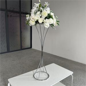 China Simple Table Wedding Flower Stand Arrangement Silver Wedding Centerpieces 100cm wholesale
