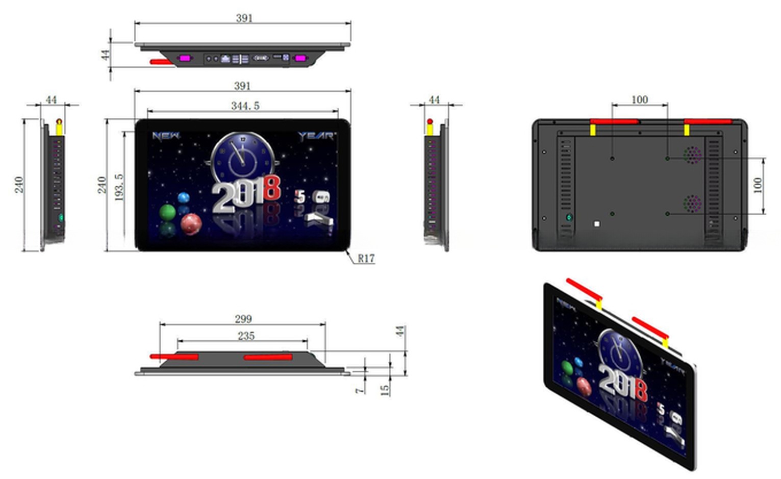 wall 15.6" inch IPS LCD capacitive multi touchscreen Android tablet PC kiosk