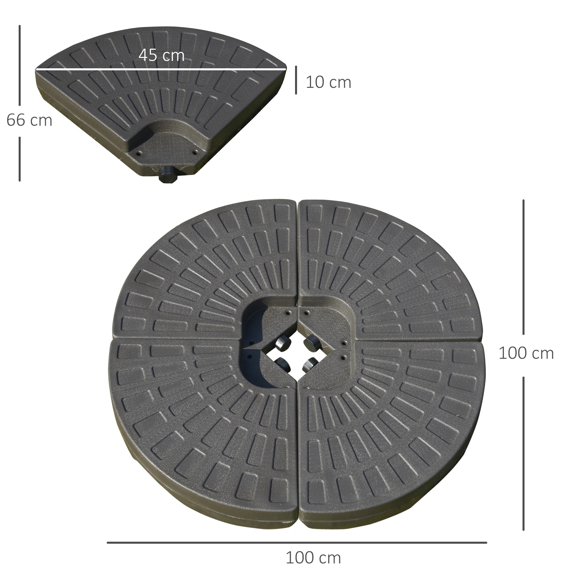 Outdoor Furniture AJUNION 4 PCs Portable Round Parasol Base with Filled Sand or Water