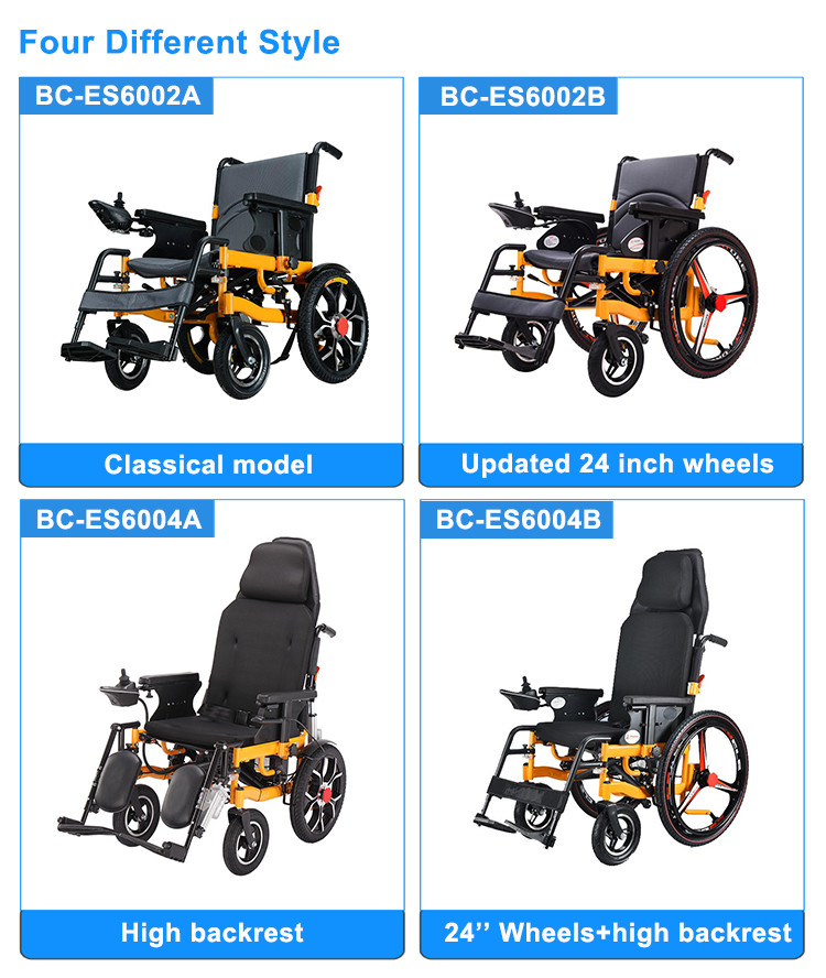 Outdoor Electric Medical Transport Wheelchair 24V 12Ah Battery Folding