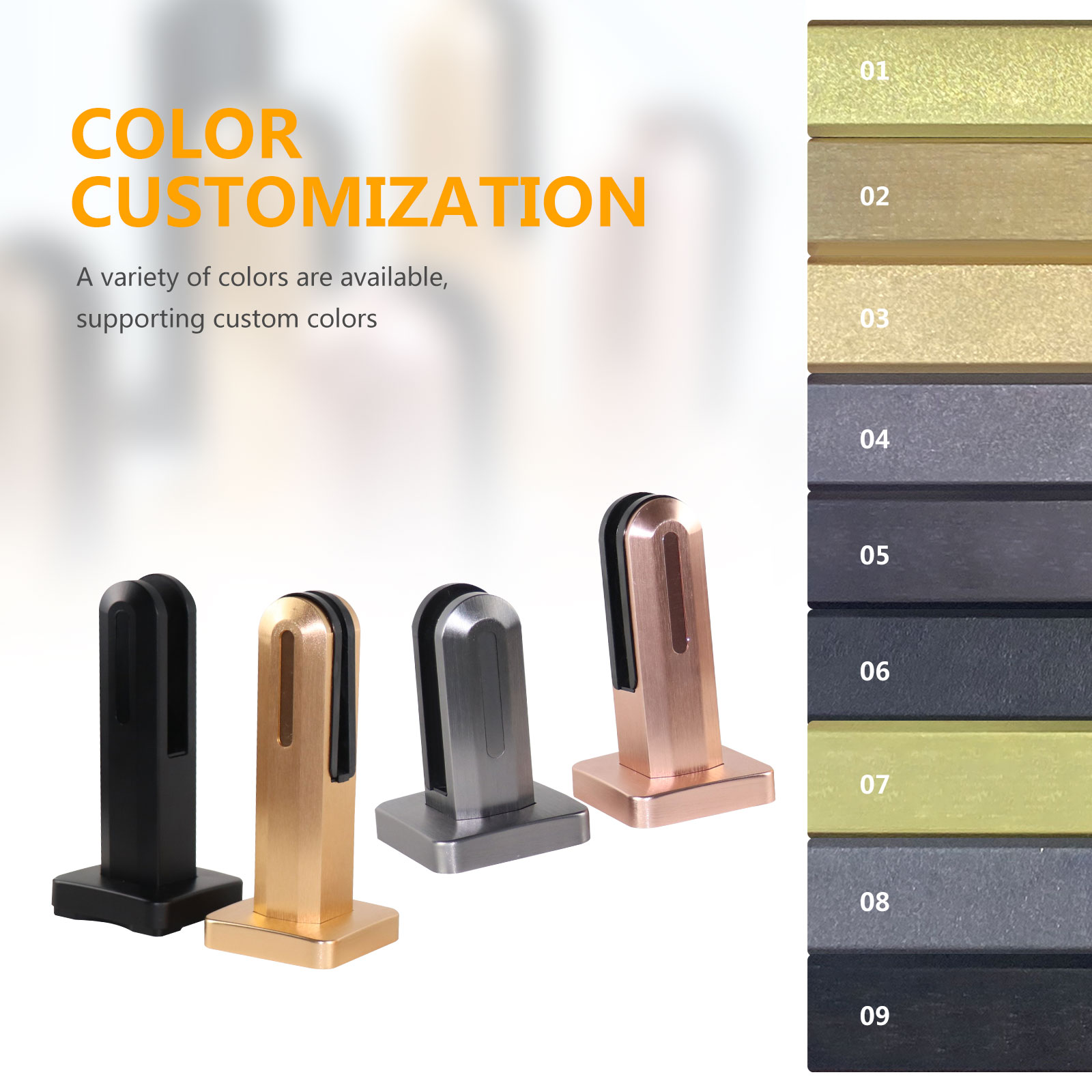 Hollow Golden Color Spigot Glass Balustrade Glass Clamps Balustrade for Swimming Pool
