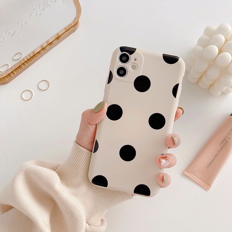 Iphone 12 Shockproof Phone Case Liquid Silicone Polka Dot Patterns Anti-Knock