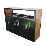 3 Compartment Recycling Bin Pation Furniture Outdoor Metal Wood Waste bin