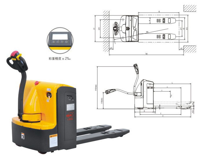 2000kg Capacity Motorised Pallet Truck Reliable Design With Electronic Scale