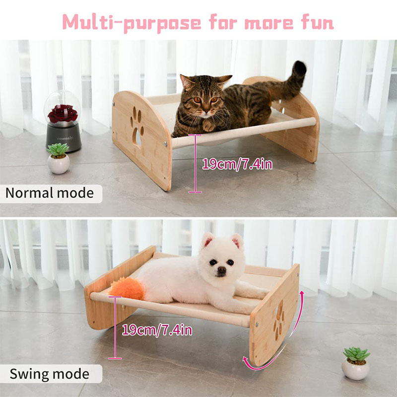 Bamboo Wooden Dog Bed Frame Platform Oxford Cloth ODM