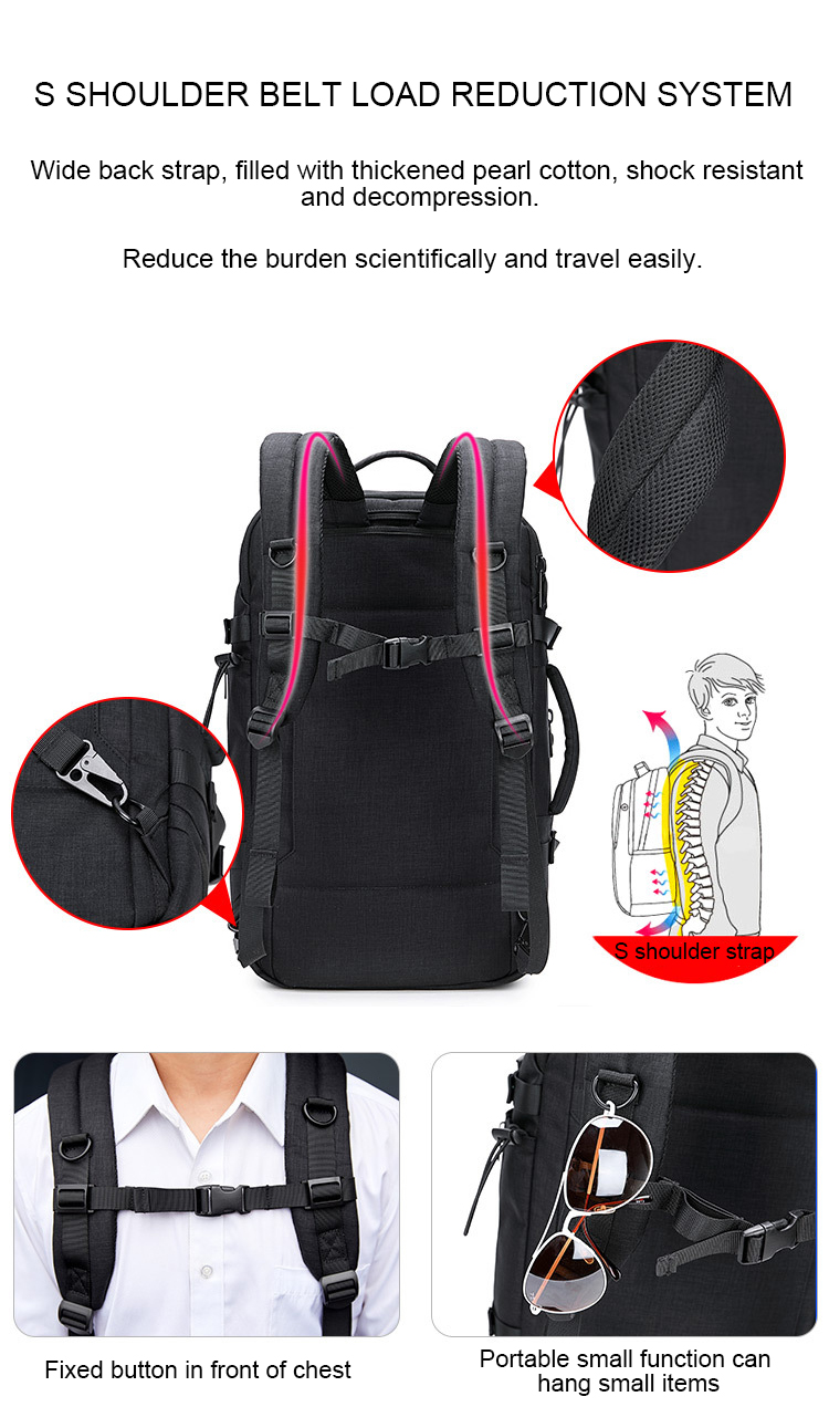20-35L Waterproof Travel Laptop Backpack With Charger OEM ODM