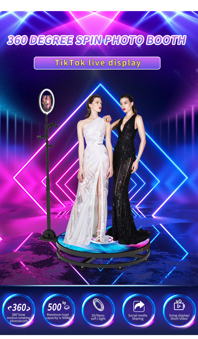 Wedding Part 360 Video Booth With Flight Case 115CM 45.2 Inch Slow Motion