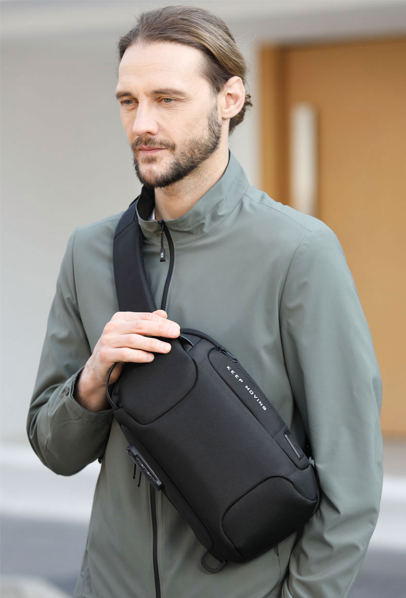 Factory wholesale waterproof fashion anti theft crossbody chest shoulder sling bag for men