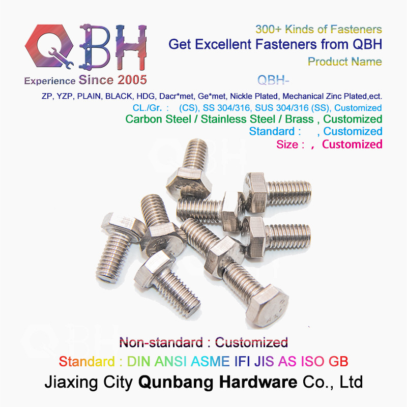 304 316 Stainless Steel Din933 Hexagon Bolt Screws Customized Specification