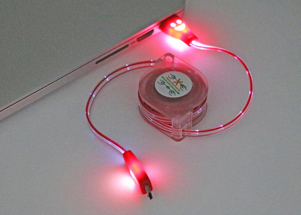 Micro UUSB Extension Cable 3ft LED Visible Flowing Light Up Charging To Sync Data Cords