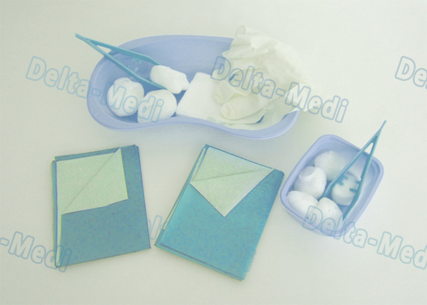 Wound Care Disposable Surgical Kits , Sterile Dressing Packs With Medical Plastic Kidney Bowls