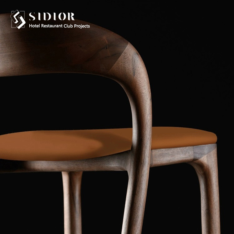 Nordic Solid Wood Contemporary Bar Chairs PU Leather High Back Bar Stools SGS