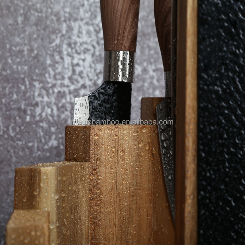 Bamboo Multifunctional Kitchen Shelf Semi Circle Magnetic Knife Block