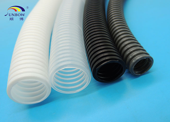 Ripple Flexible Corrugated Pipes / Wire Loom Corrugated Split Plastic Tube