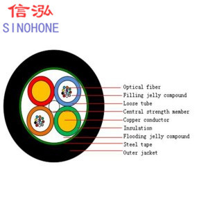 Bulk Single Mode Fiber Optic Cable , 4 Strand Single Mode Hybrid Fiber Power Cable