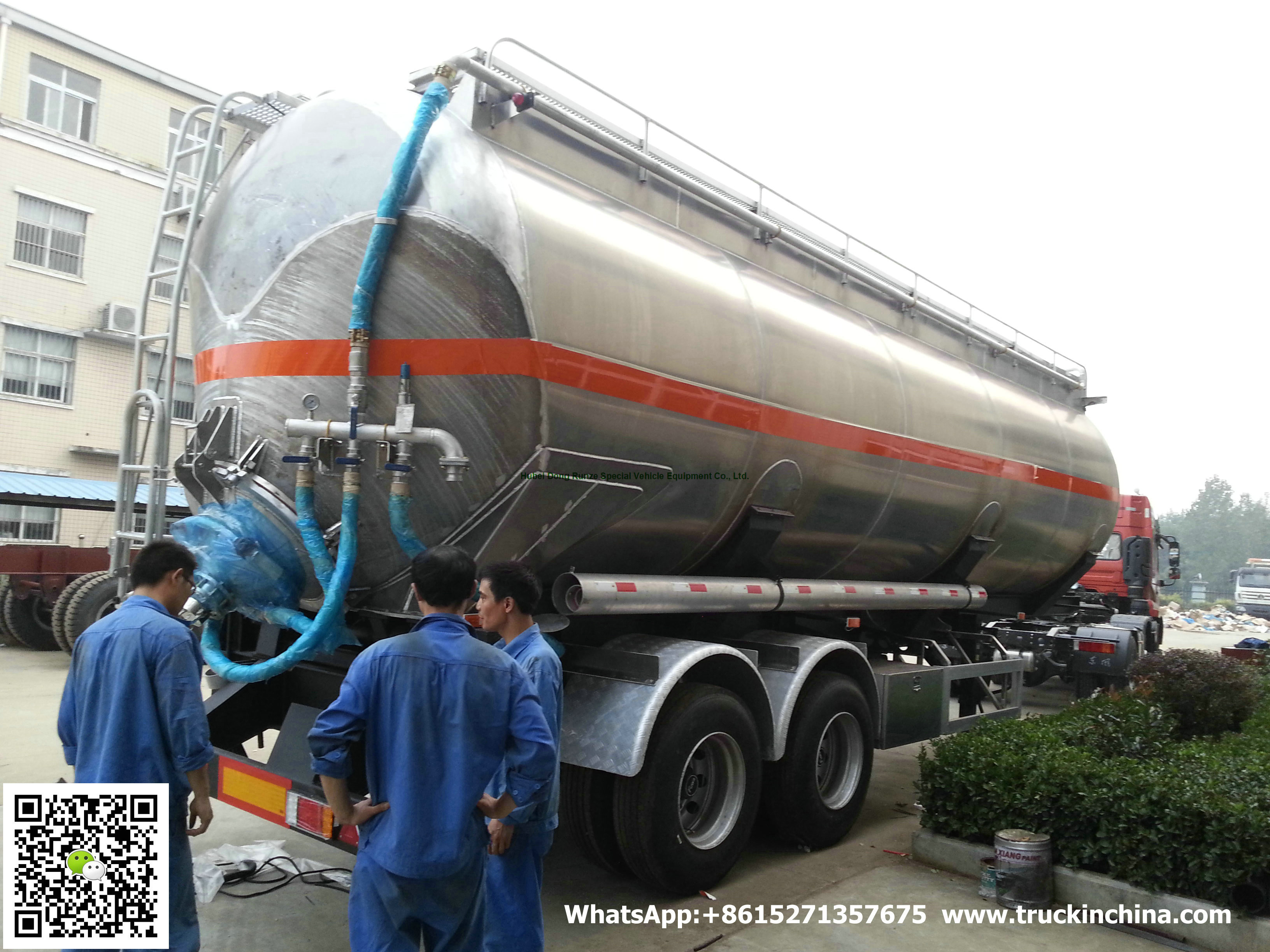 Aluminum Alloy Wheat Flour Bulk Tanker with Tipping Hydraulic Cylinder (6000USG-10000USG ）whApp:+8615271357675