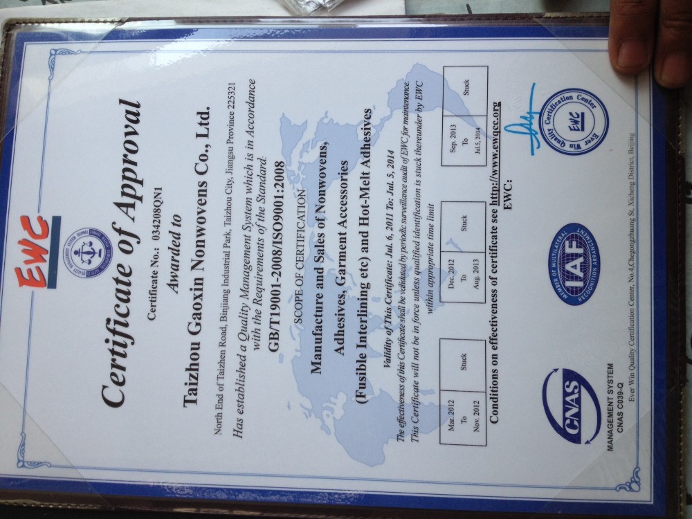 Polyester/Cotton Embroidery Backing Interlining with Easy Tear Away Functionality
