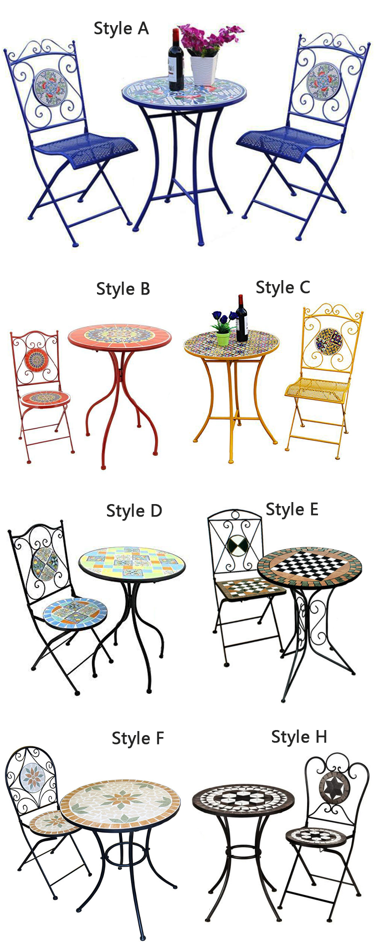 European Outdoor Bistro Set for Balcony Small Three-Piece Table And Chair Garden