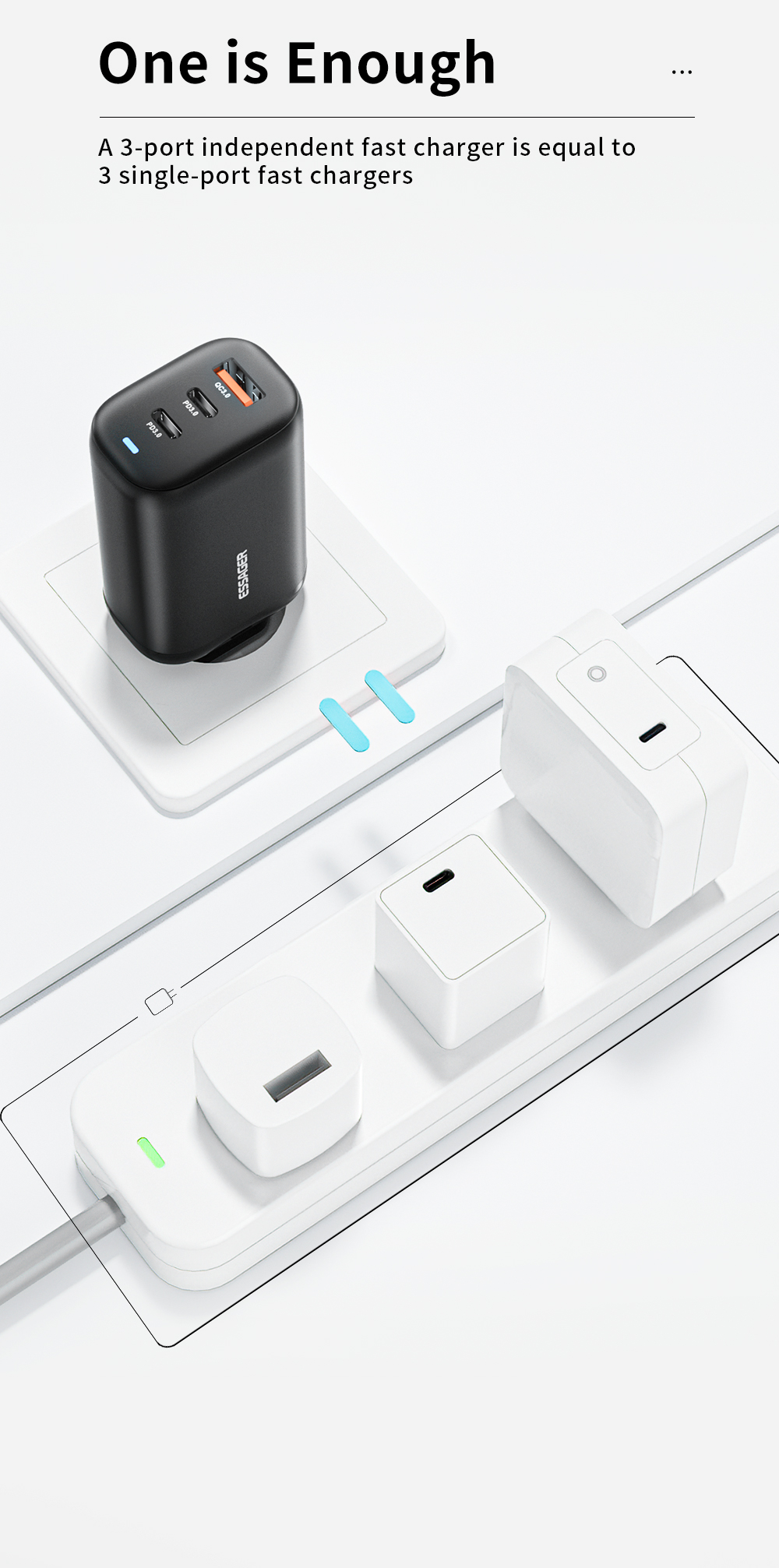 Quick GaN Wall Charger C+A 65W High Power PD 65w Fast Phone Charger For Android