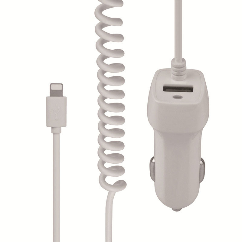 ABS PC Hybrid Car Phone Charger Adapter Elastic Charging Cable With Lighting Port
