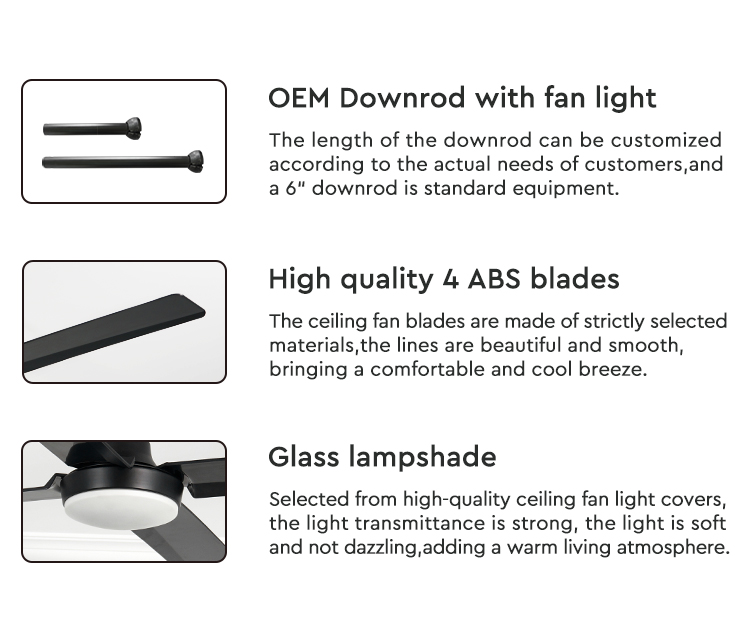 Energy Saving DC Motor ABS Ceiling Fan with 4000K Color Temperature and Elegant Design