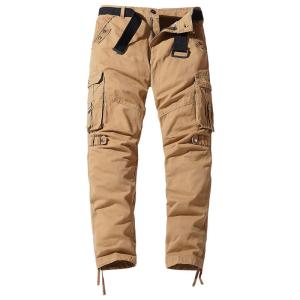 China Streetwear Clothing 100% Cotton 29-38 Size Cargo Long Straight Pants With Belt For Men wholesale