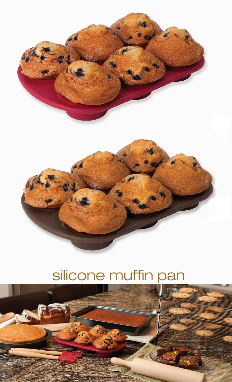 Nonstick FDA Heat Resistance Odorless Silicone 6 Cup Muffin Pan