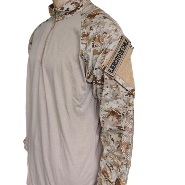 Tactical Camo Combat Shirt Half Zip Breathable Polyester Cotton