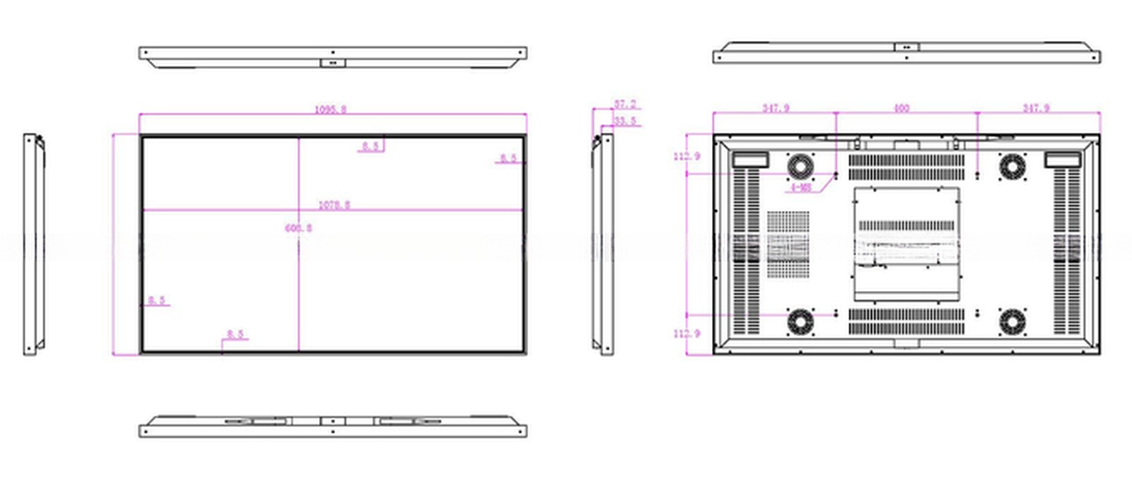 50" 49" inch LED TFT wall high brightness screen for commercial signage AD totem display