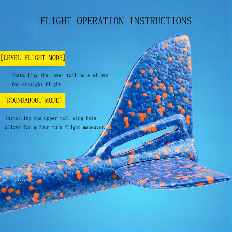 48cm Large Epp Foam Hand Thrown Airplane Toy Unisex Double Hole Whirlpool Model Glider