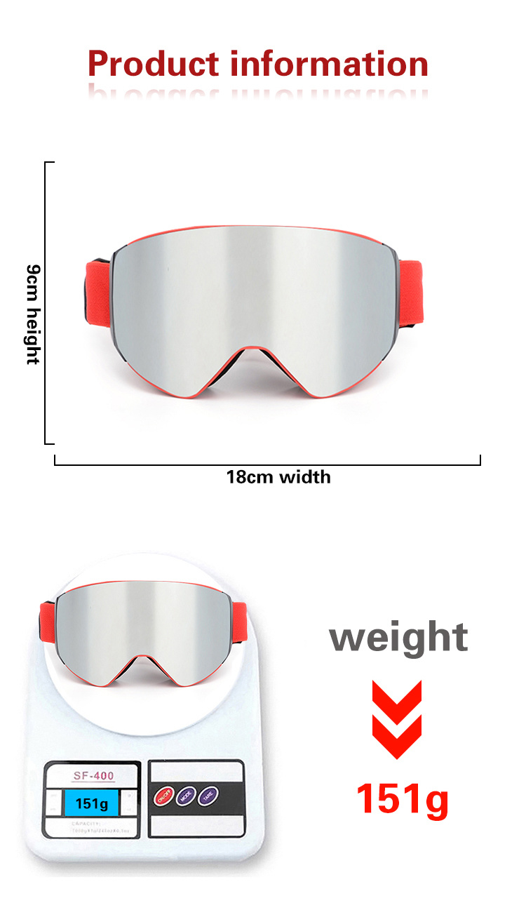 Outdoor PPE Safety Goggles Revo Color Detachable Double Spherical Lense For Ski