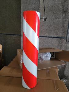 China Commercial Glassbead Type PET Reflective Sheeting Vinyl Red 10cm / White 7.5cm Stripes wholesale