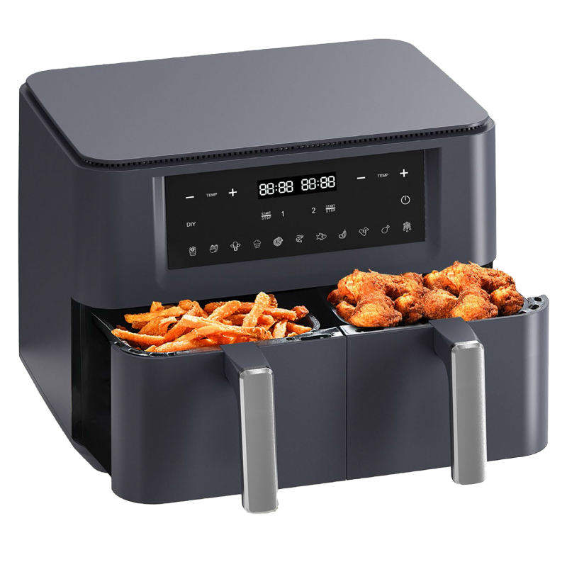 Double Basket Oil Free Smart Dual Air Fryer 9L Digital 2400W