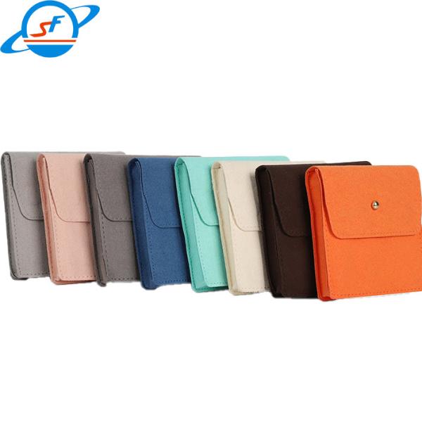 Custom Logo Jewelry Necklace Gift Bags Snap Button Microfiber Jewelry Pouch