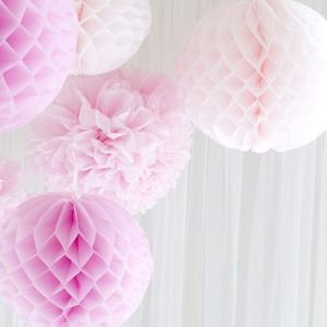 China Baby Pink Chinese handmade paper honeycomb ball wholesale