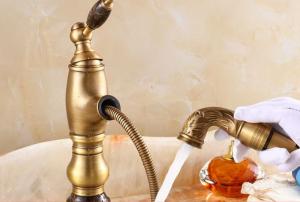 China CE Retractable European Antique Pull Out Retro Bathroom Sink Faucets wholesale