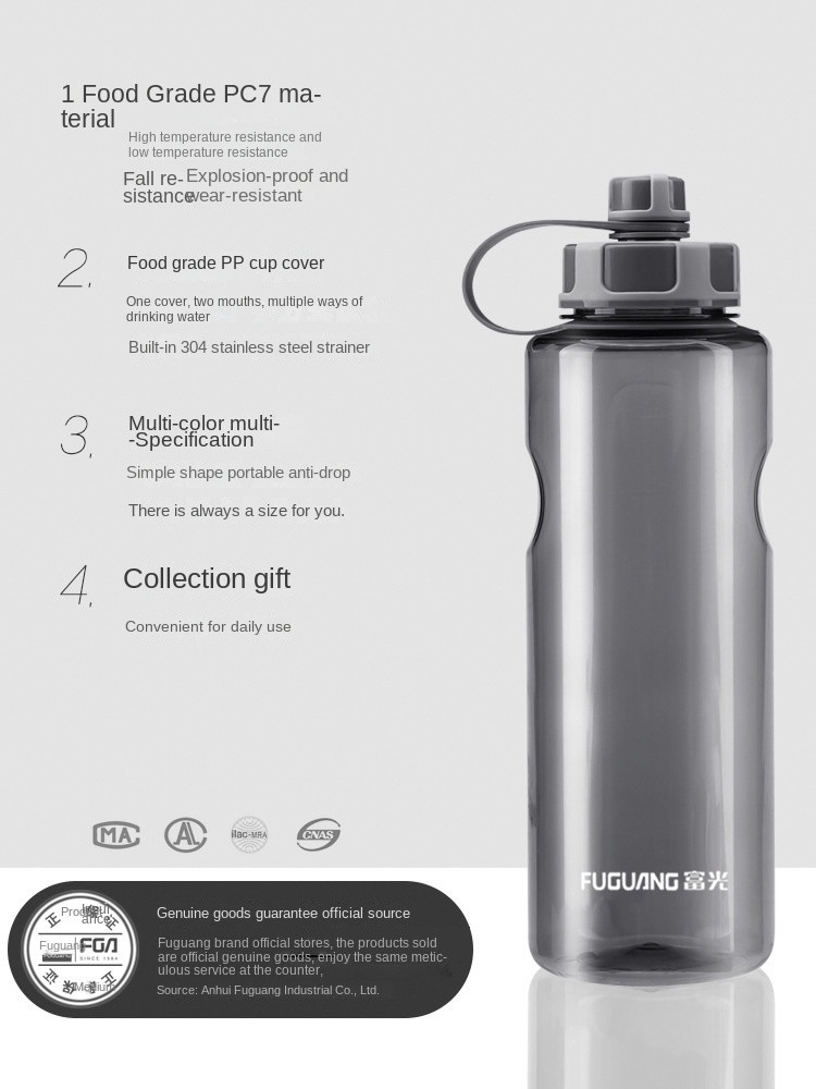 Humanized Design 1500ml Water Bottle Large Capacity Plastic Portable Space Oversized 1.5 Litre Water Bottle With Handle Multifunctional Use
