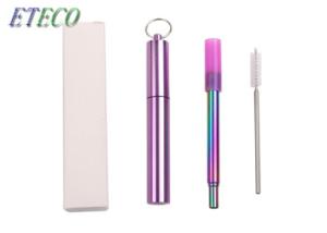 China Flexible Reusable Telescopic Straw , Wide Metal Straws With Cleaning Brush wholesale