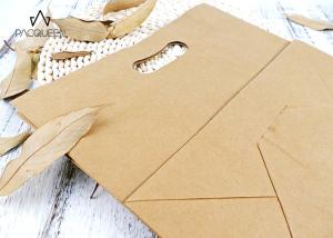 China Reusable Takeaway Paper Bags Punched Handle White / Brown Kraft Paper wholesale