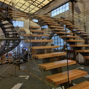 China Flat Curved Tempered Stair Railing Glass Stainless Steel Glass Tread wholesale