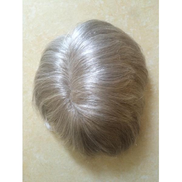 Gray Human Hair Mens Toupee Hair System For Men Customizable