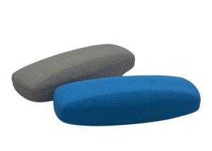 China Blue Leather Wrapped Clamshell Glasses Case , Hard Metal Glasses Case wholesale
