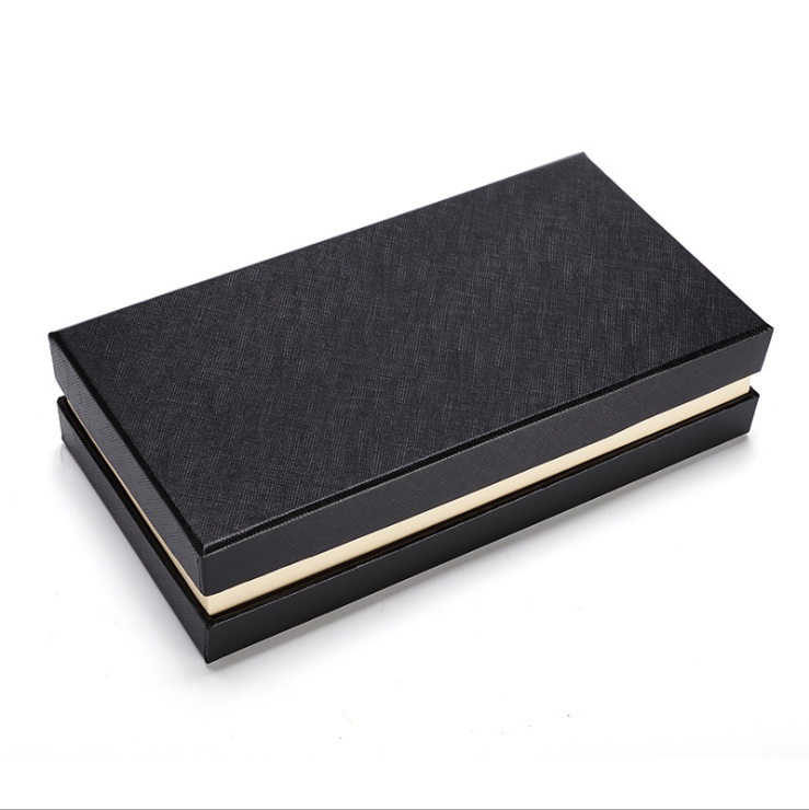 Wholesale Recyclable Biodegradable Custom logo matte black private label gift box for wallet