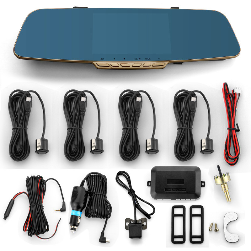 5" TFT LCD Screen Dual Record Parking Sensor DVR with Tracking Line and Voice Warning & Image Displaying 140 angle