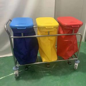 China Mobile 3 Bins Medical Waste Trolley With Stainless Steel Frame For Hospital Patient Care wholesale