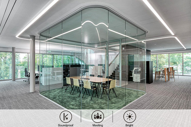 Clear Full Vew Office Glass Wall Systems Vertical Glass Demountable Partitions