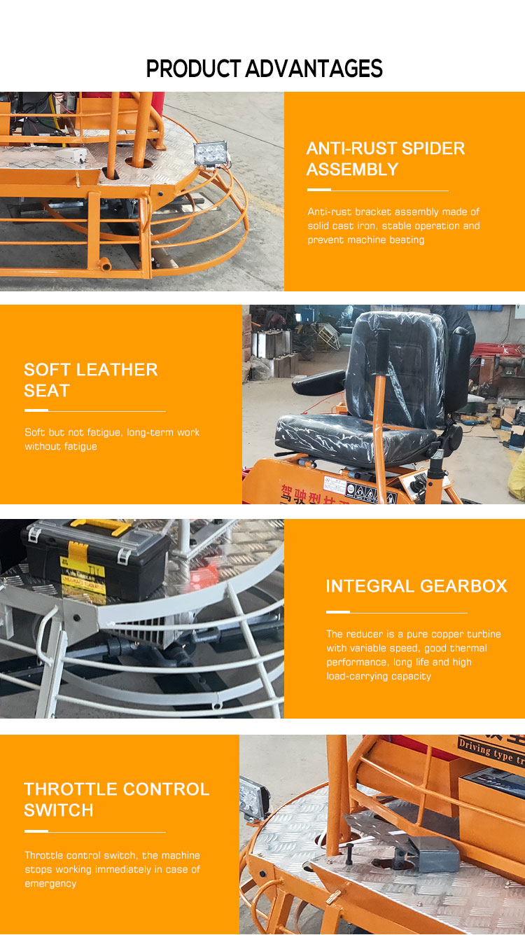 2019*1040*1250mm Driving Type Troweling Machine HQ-100W 410KG Concrete Helicopter Concrete Power Trowel