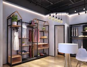 China Freestanding Clothing Display Racks Clothing Store Displays Metal / MDF Material wholesale
