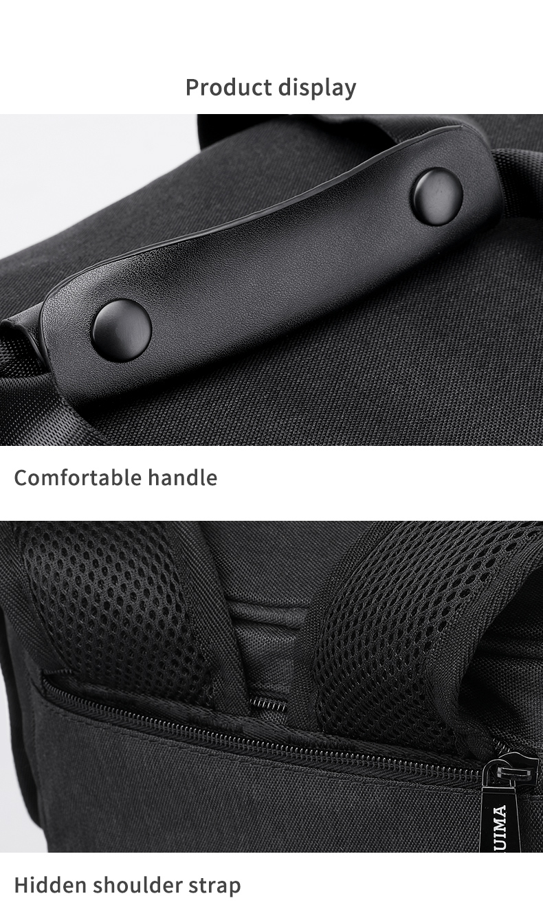 Water Retardant Leather Nylon Workout Duffle Bags Unisex 43cm Length